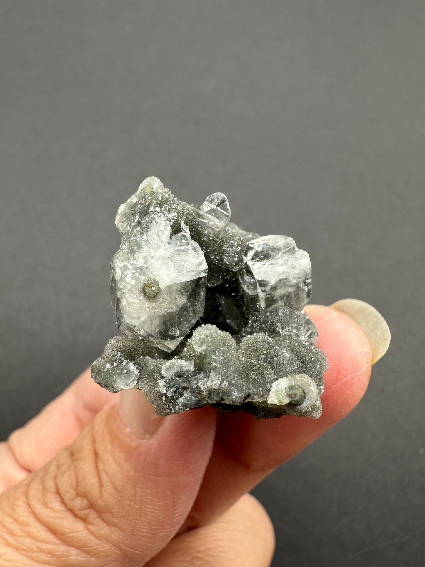 Black Chalcedony with Apophyllite