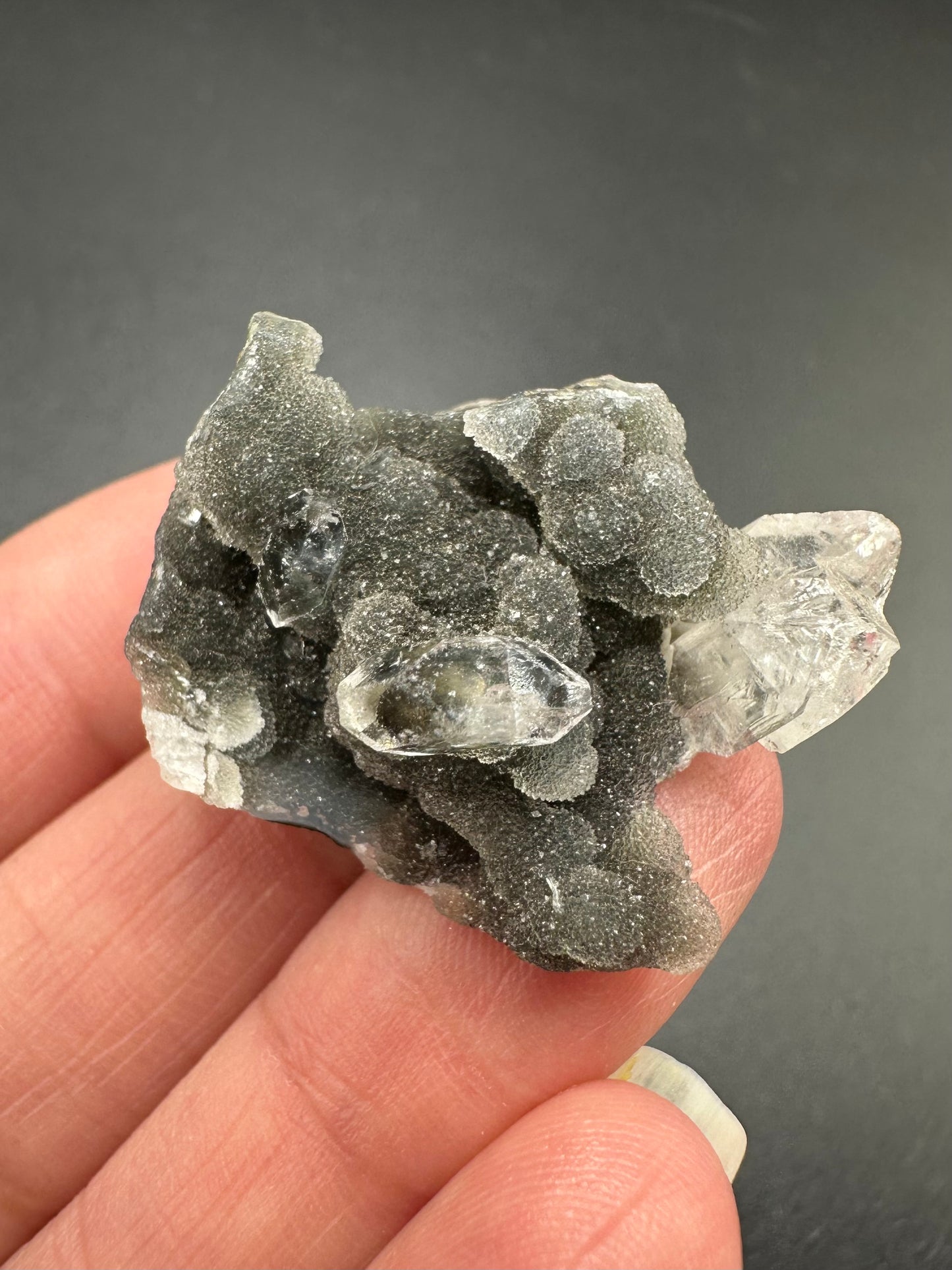 Black Chalcedony with Apophyllite