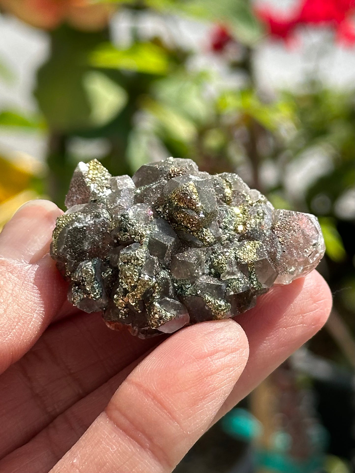Red Calcite with Chalcopyrite