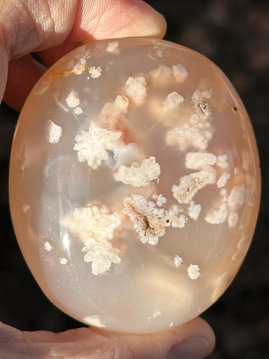 Flower Agate Palm Stone