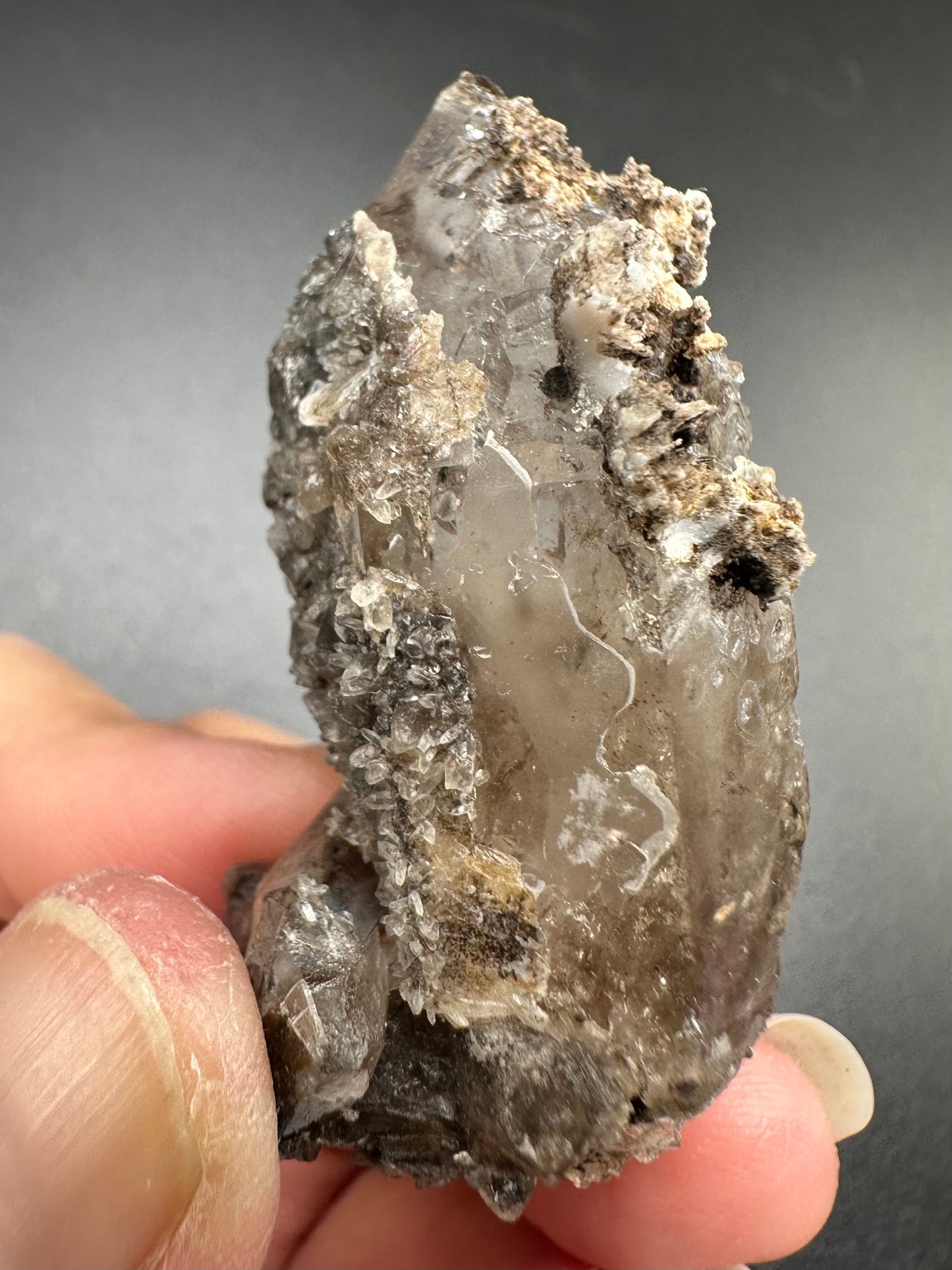 Smoky Quartz with Calcite Specimen