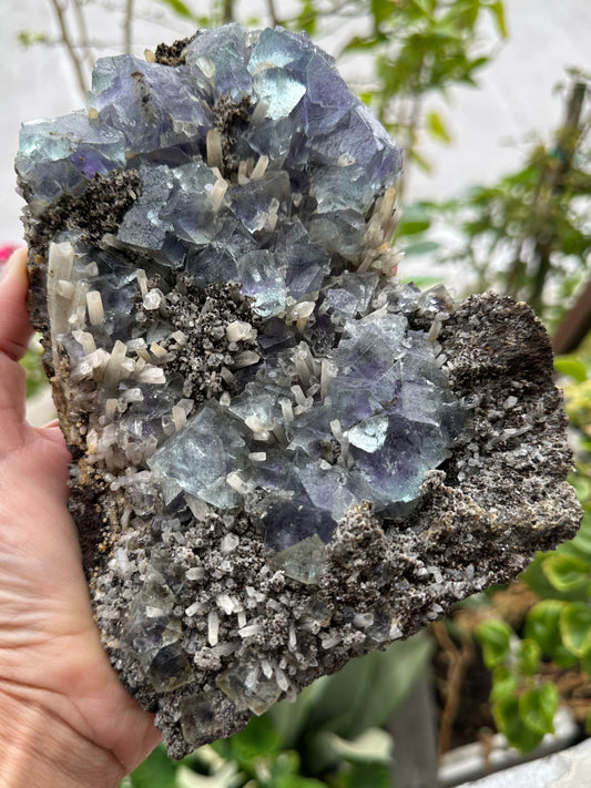 Yindu Flourite with Quartz on Matrix