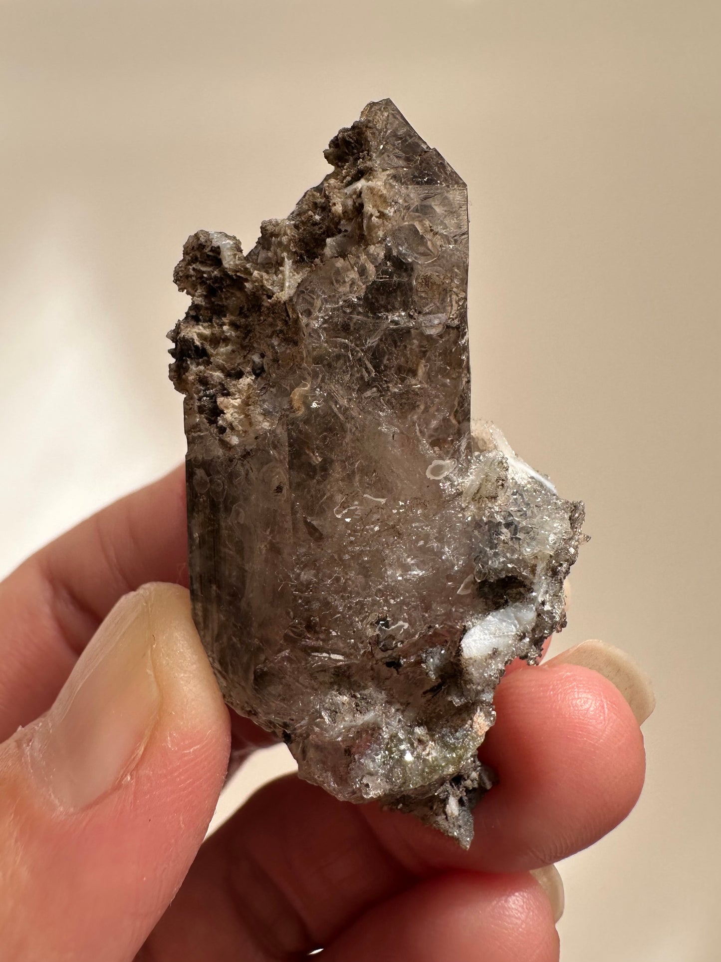 Smoky Quartz with Calcite Specimen