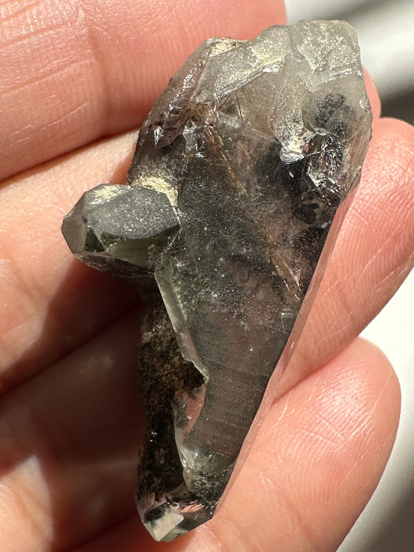 Hematite, Rutile, and Chlorite Included Quartz Specimen