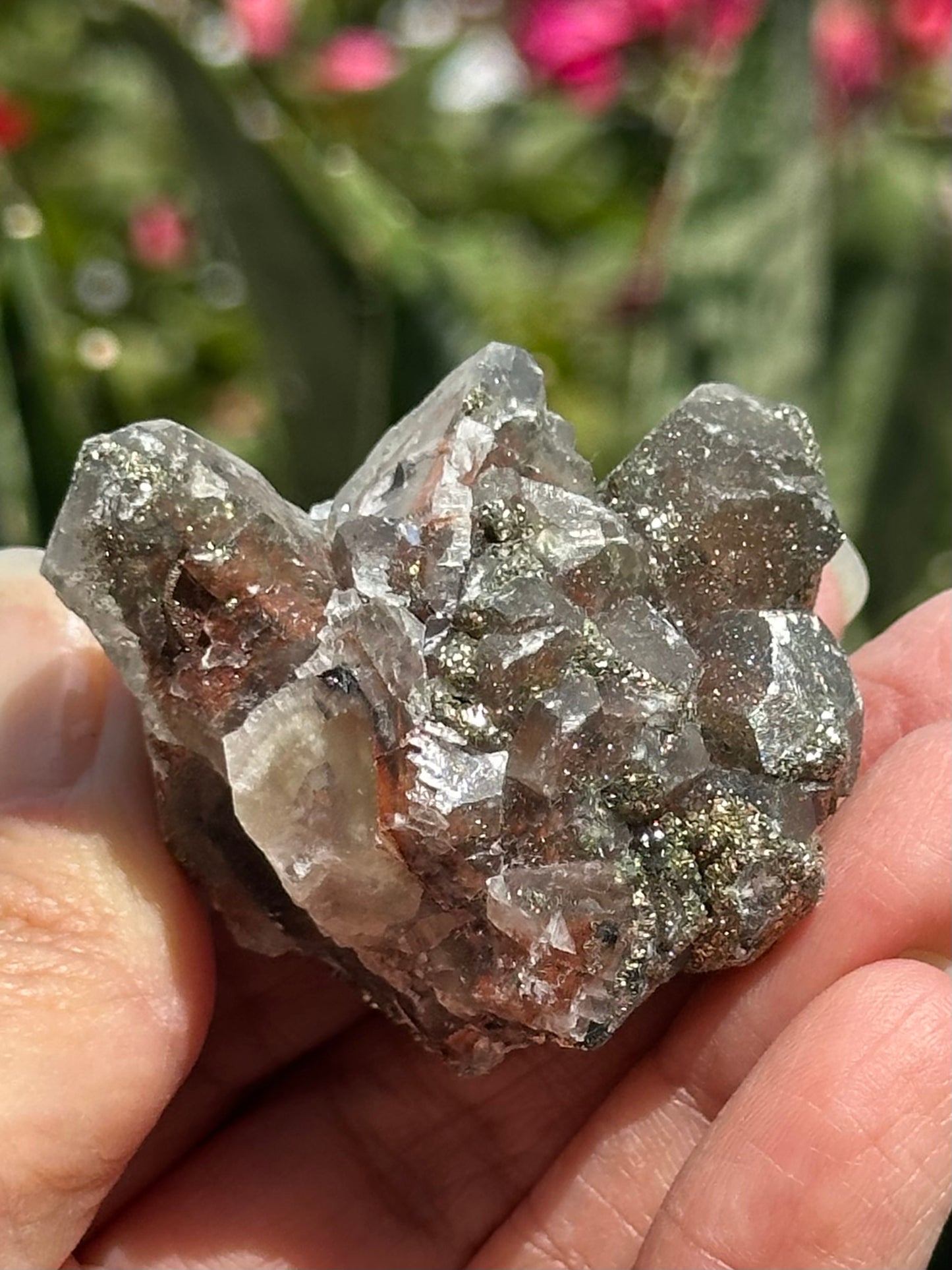 Red Calcite with Chalcopyrite