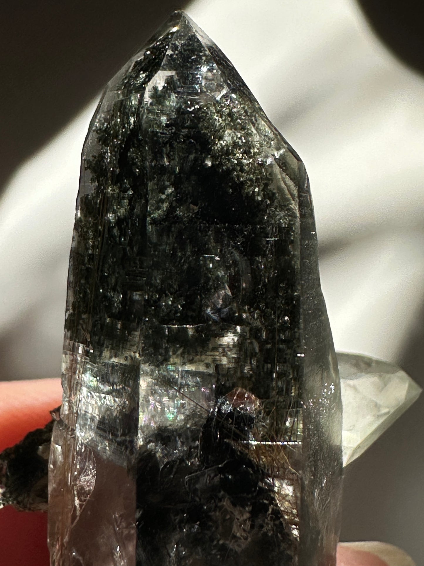 Hematite, Rutile, and Chlorite Included Quartz Specimen