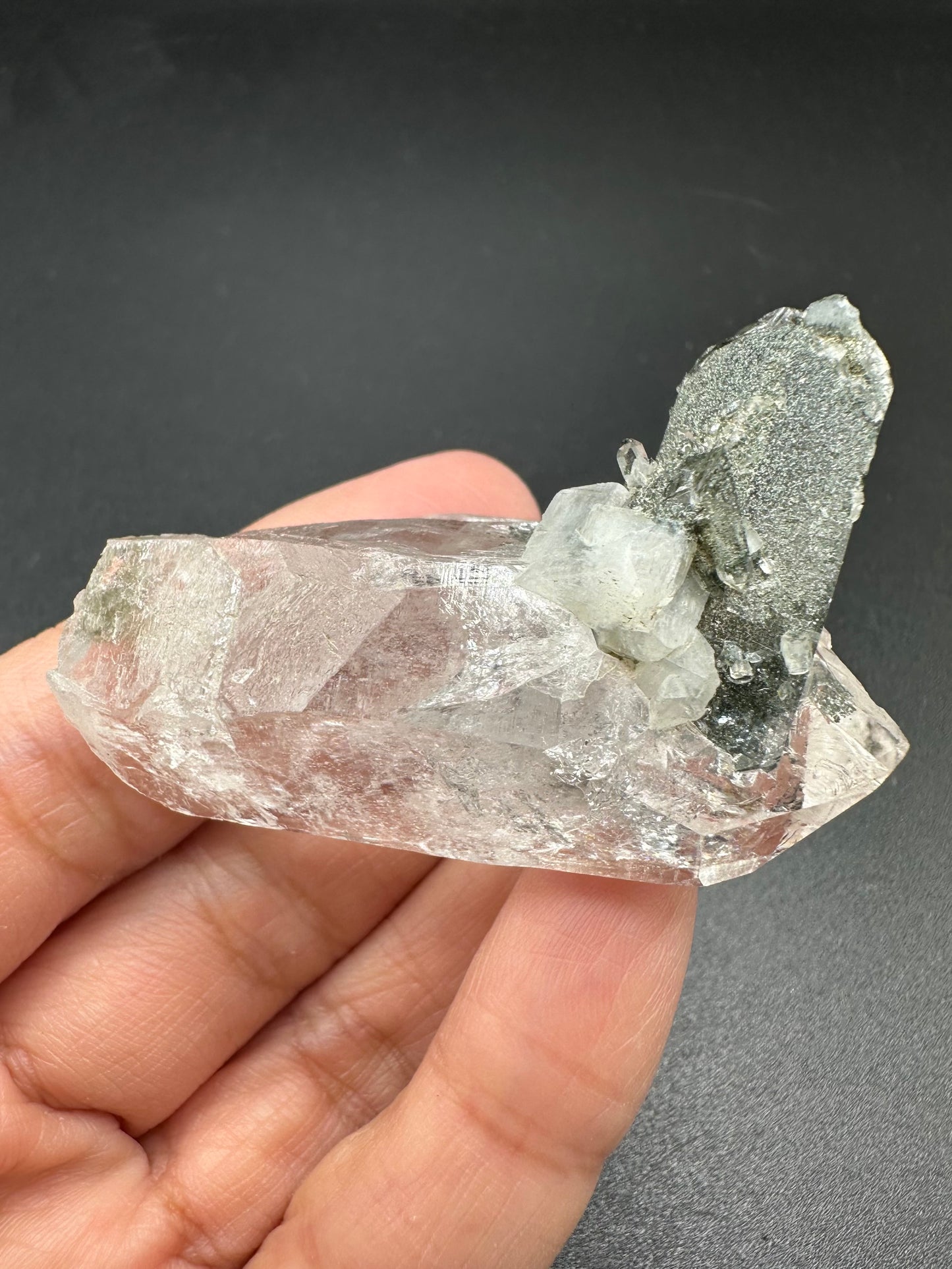 Chlorite Quartz and Clear Quartz Specimen