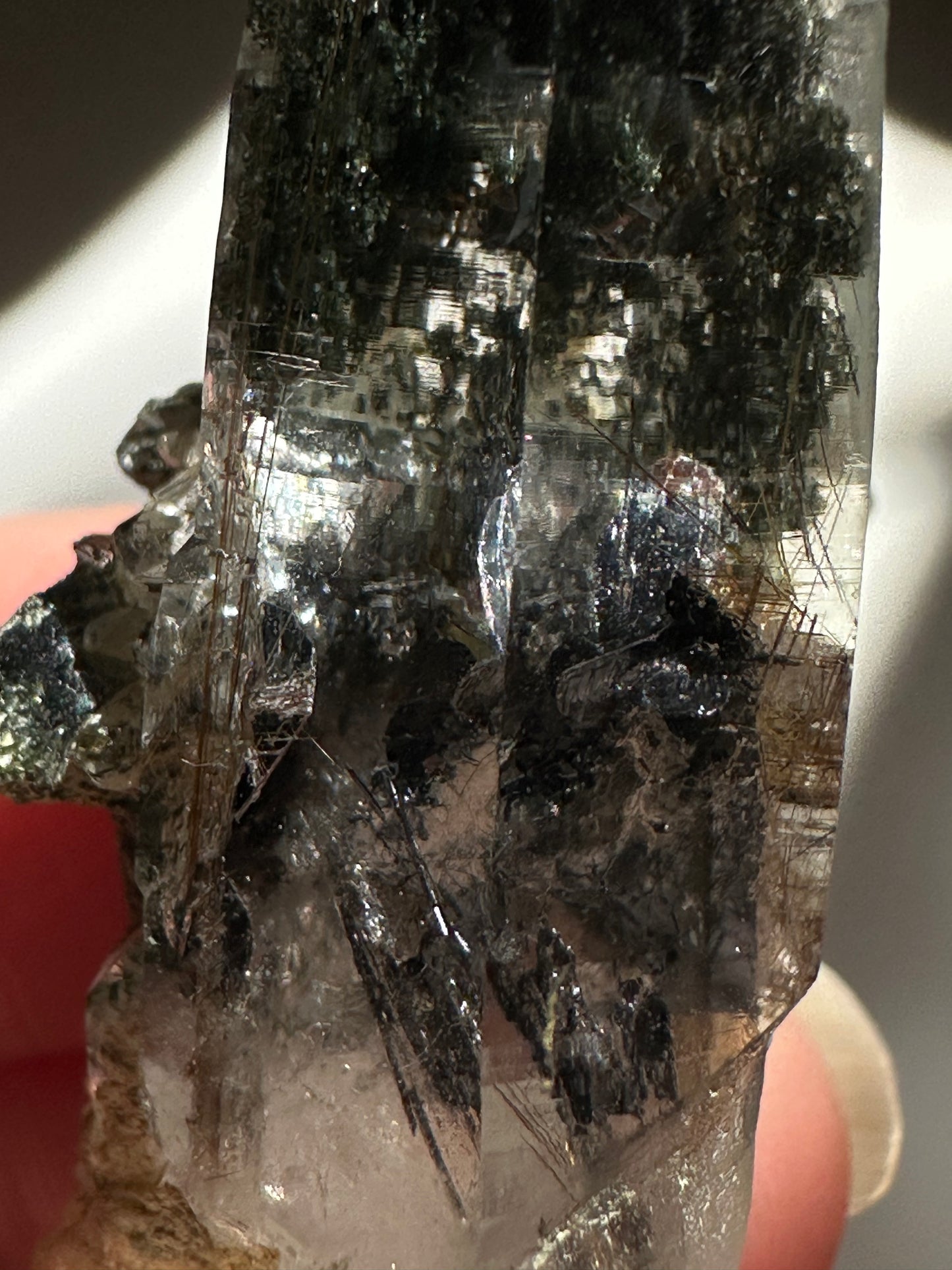 Hematite, Rutile, and Chlorite Included Quartz Specimen