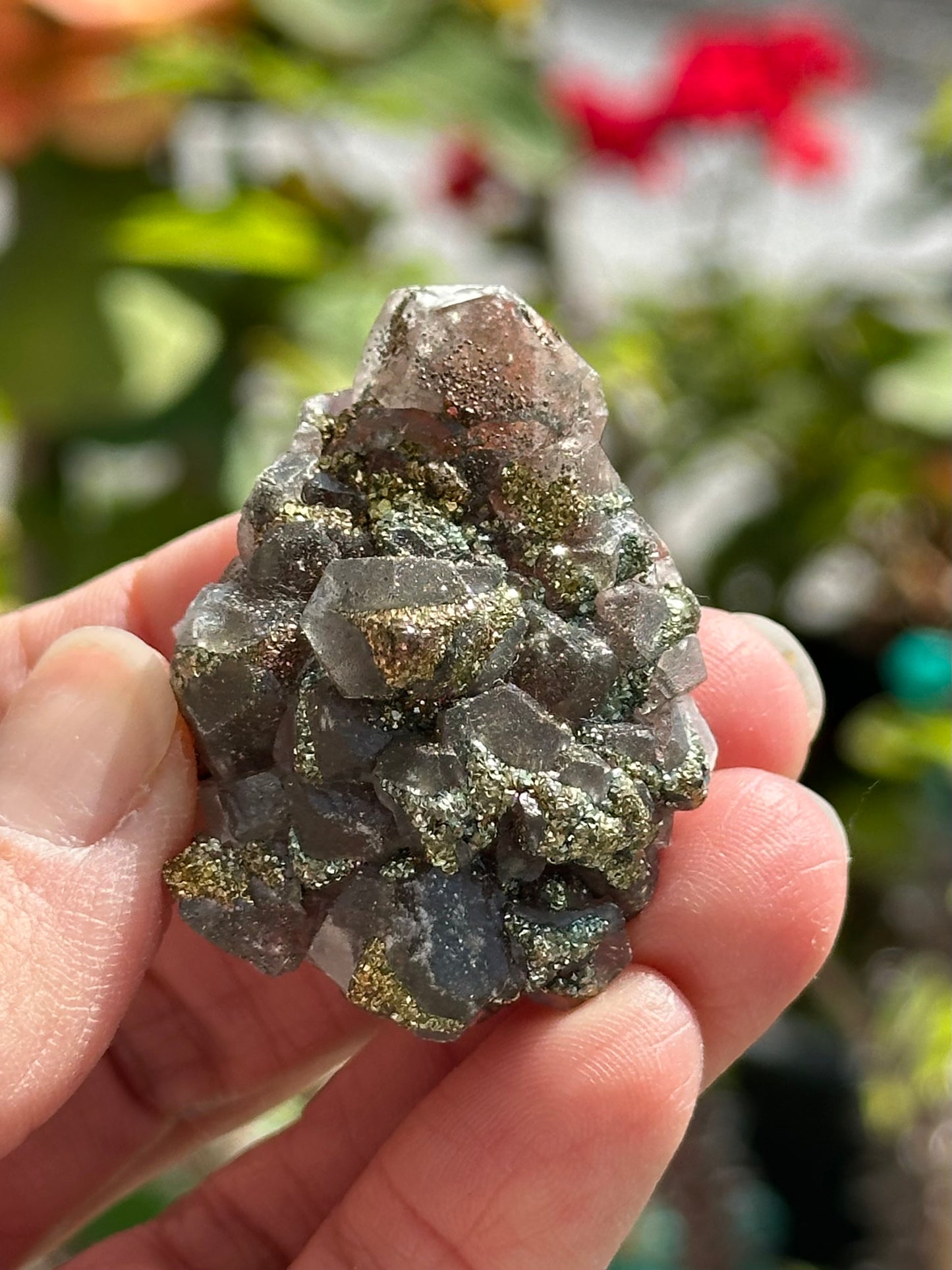 Red Calcite with Chalcopyrite