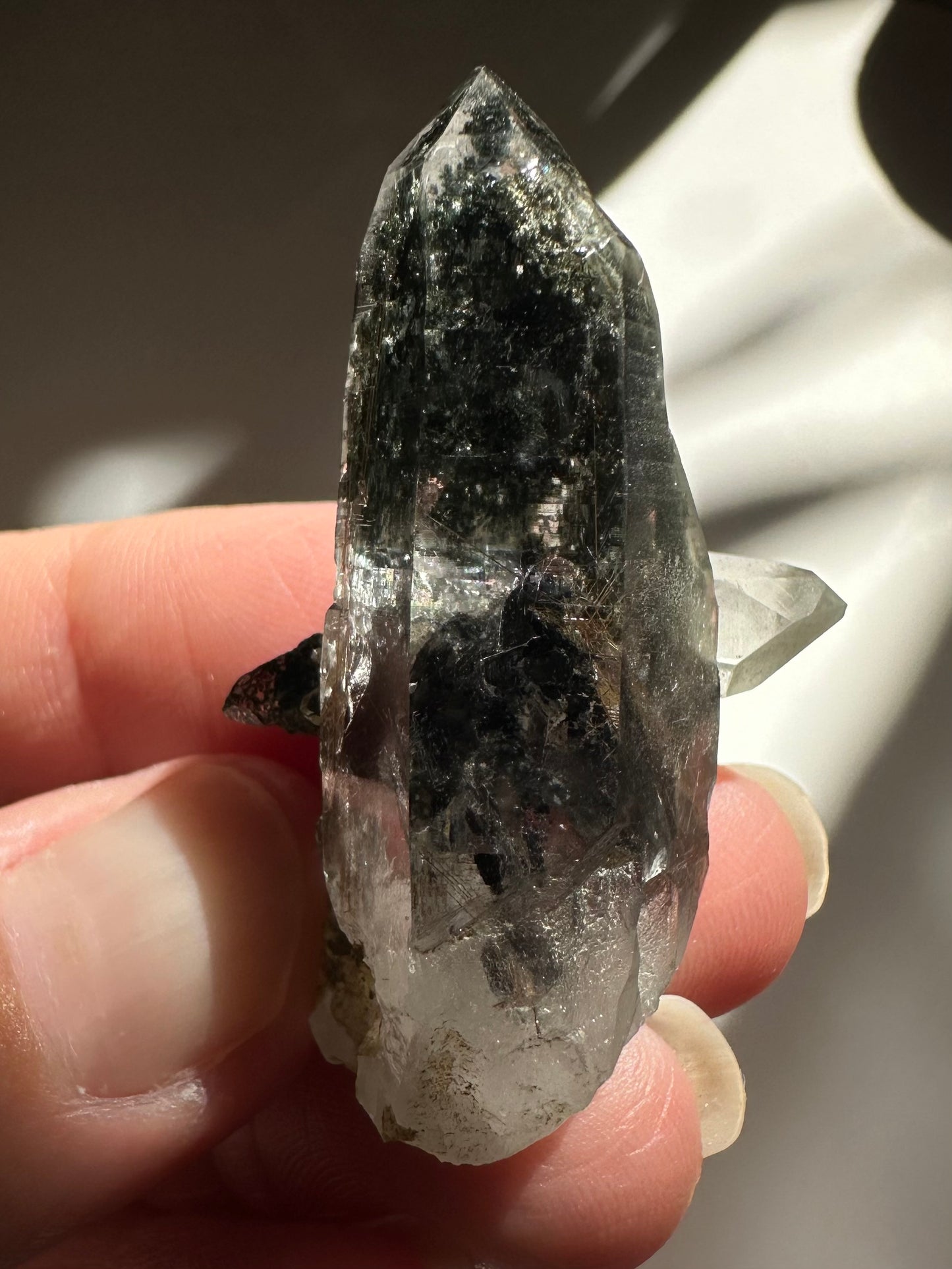 Hematite, Rutile, and Chlorite Included Quartz Specimen
