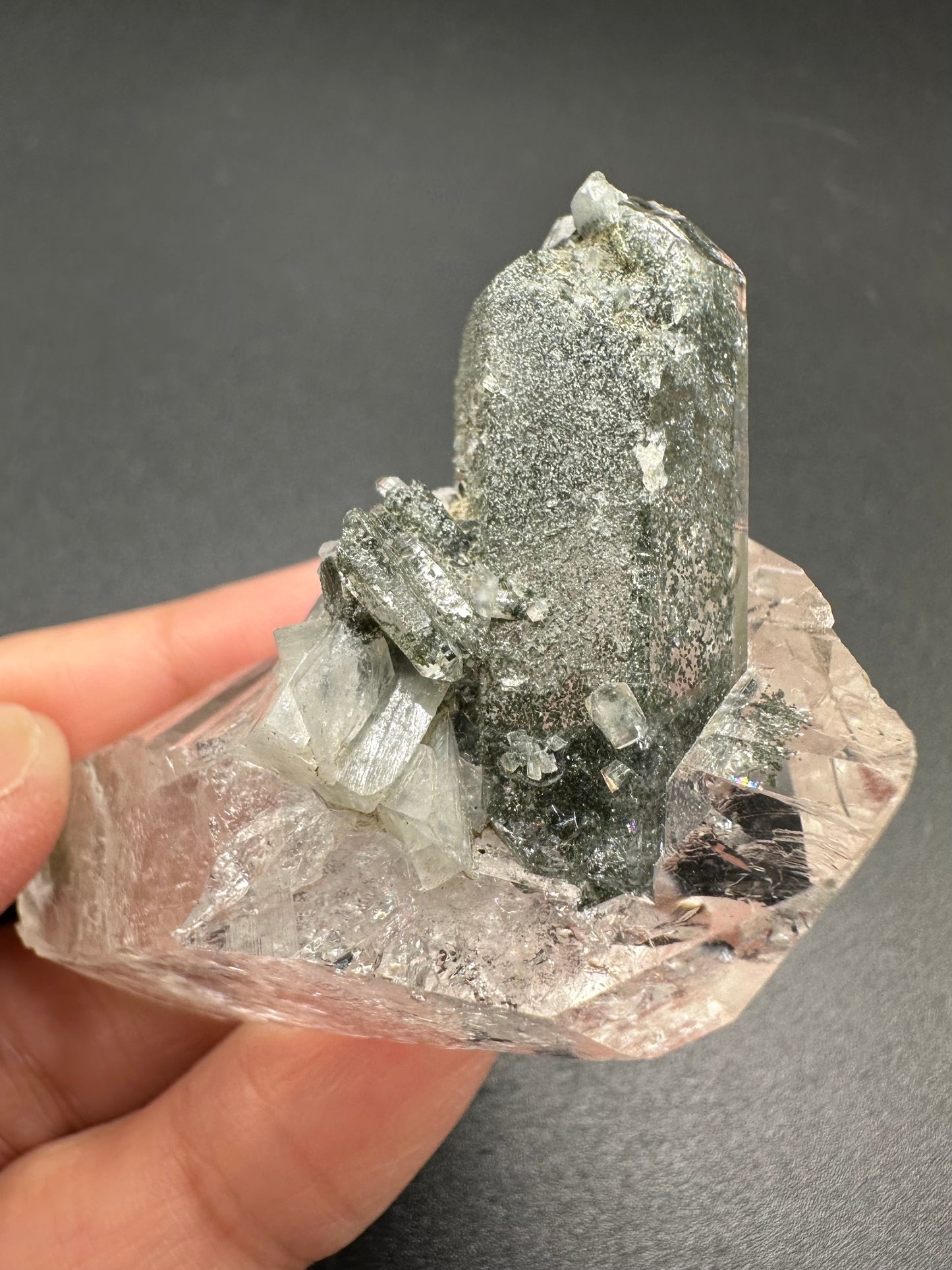 Chlorite Quartz and Clear Quartz Specimen
