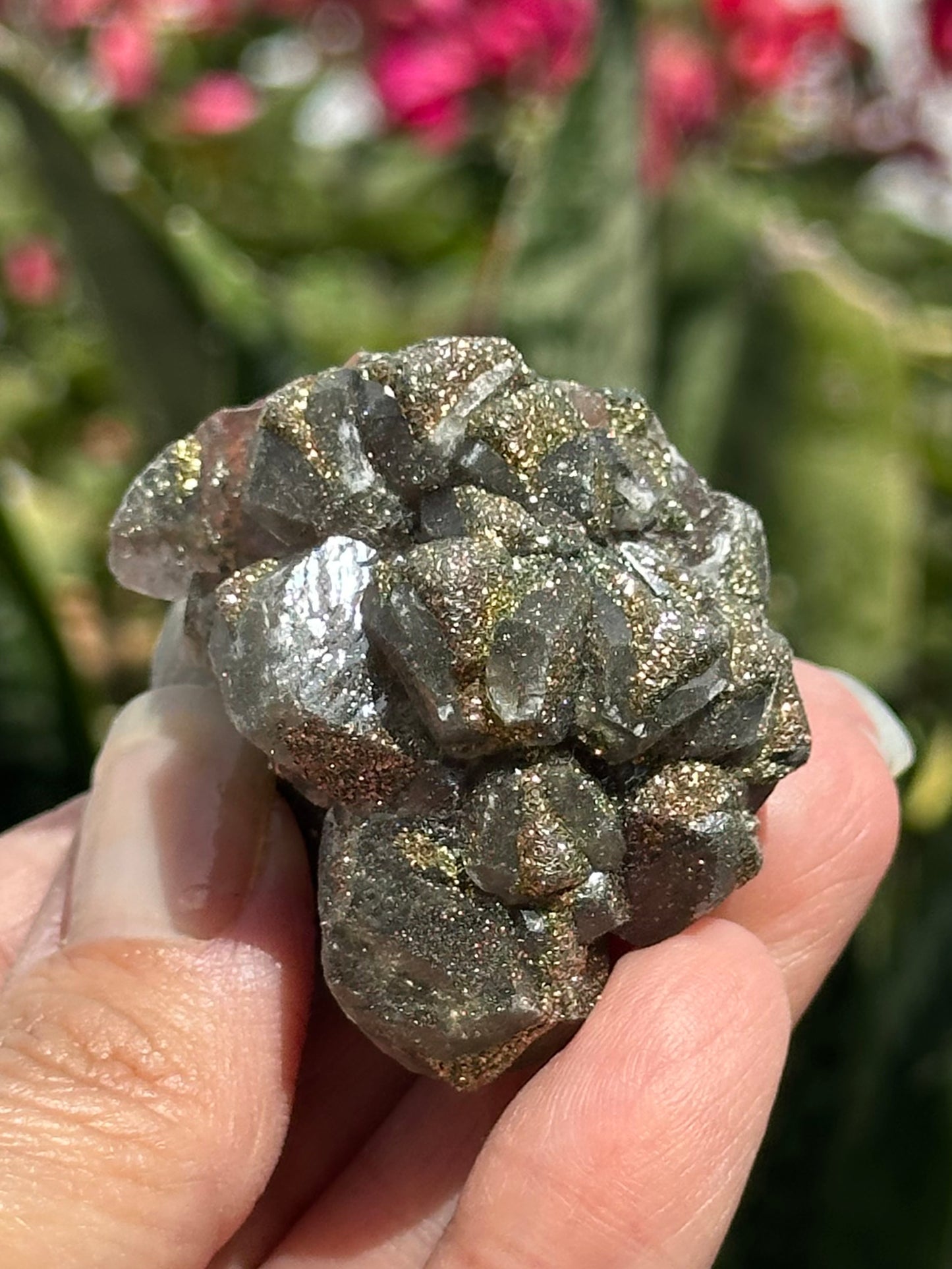 Red Calcite with Chalcopyrite