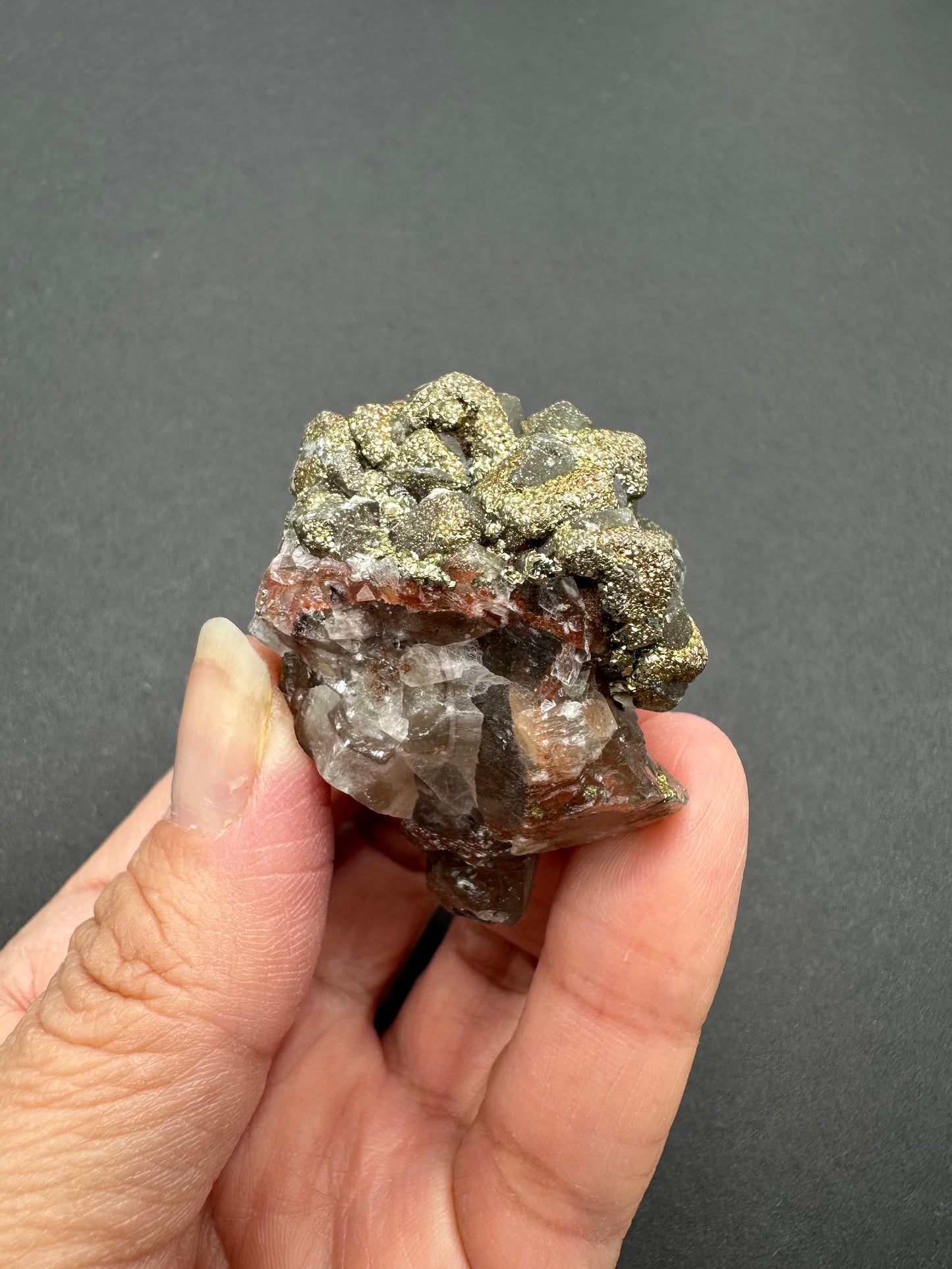 Red Calcite with Chalcopyrite