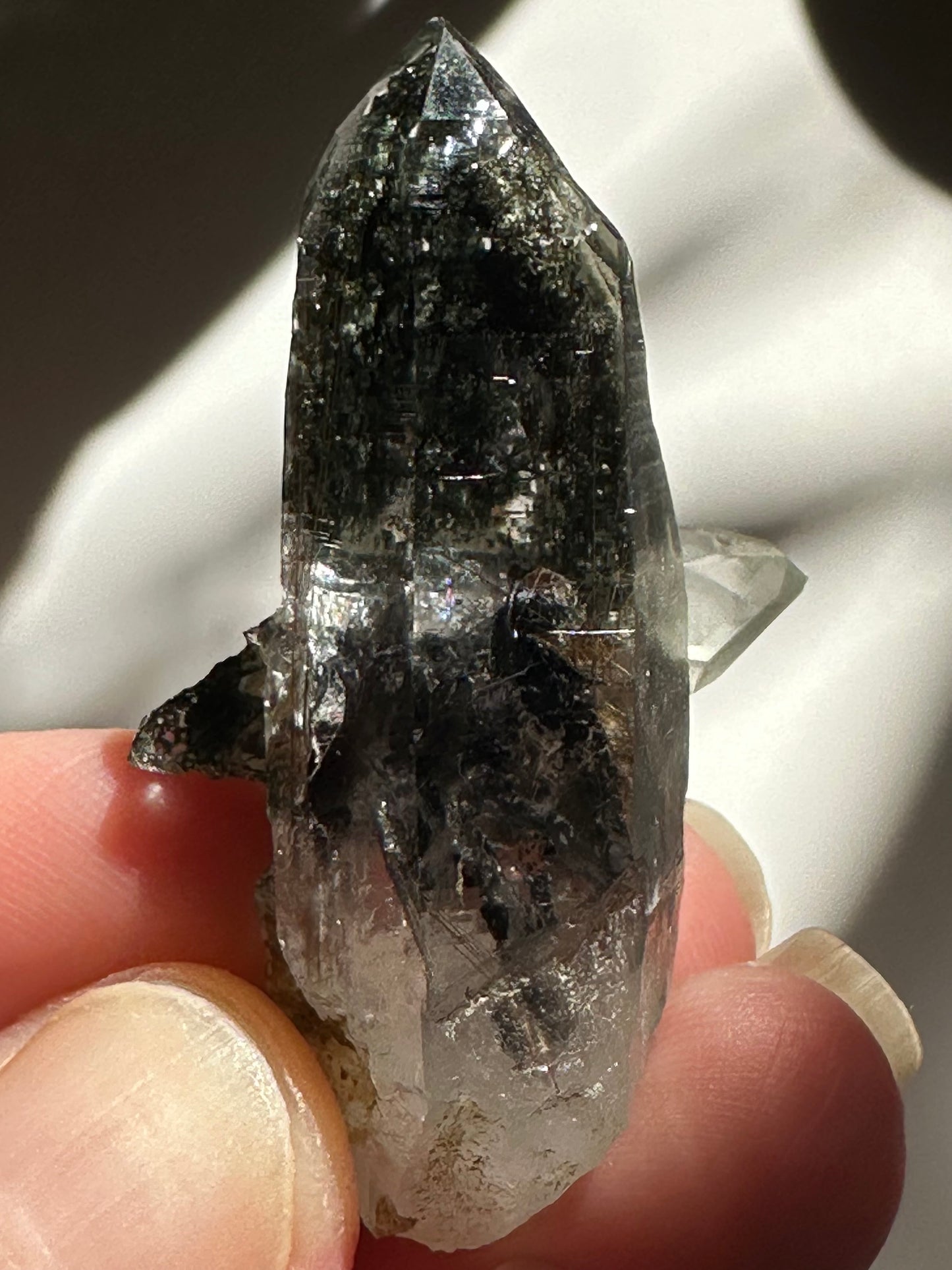 Hematite, Rutile, and Chlorite Included Quartz Specimen