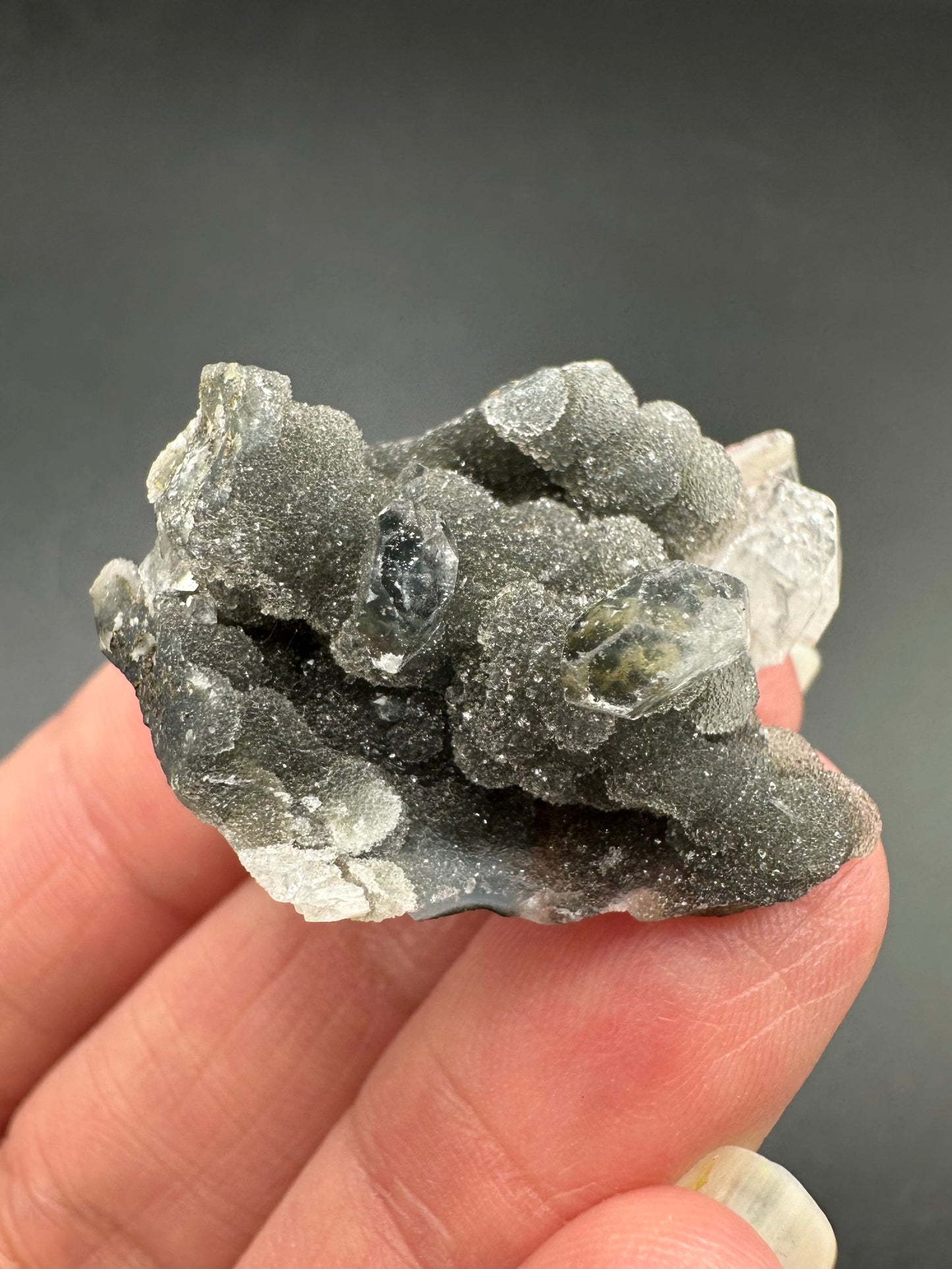 Black Chalcedony with Apophyllite