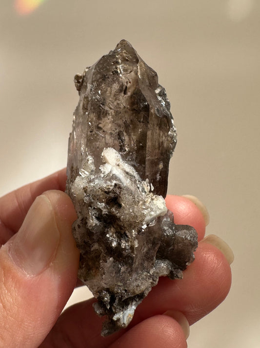 Smoky Quartz with Calcite Specimen