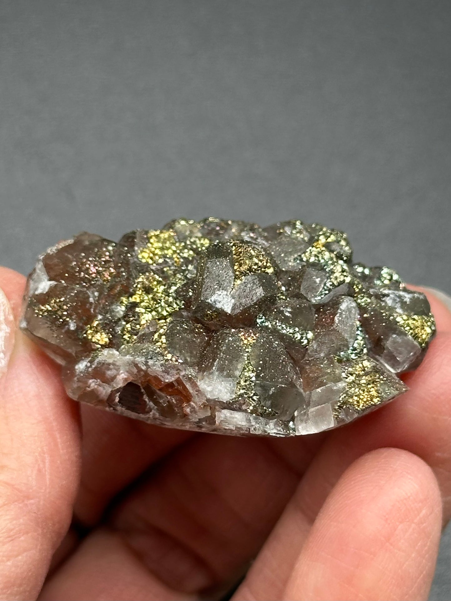 Red Calcite with Chalcopyrite