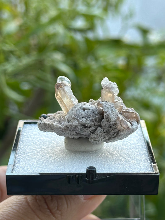 Hyalite Opal on Topaz from Mexico