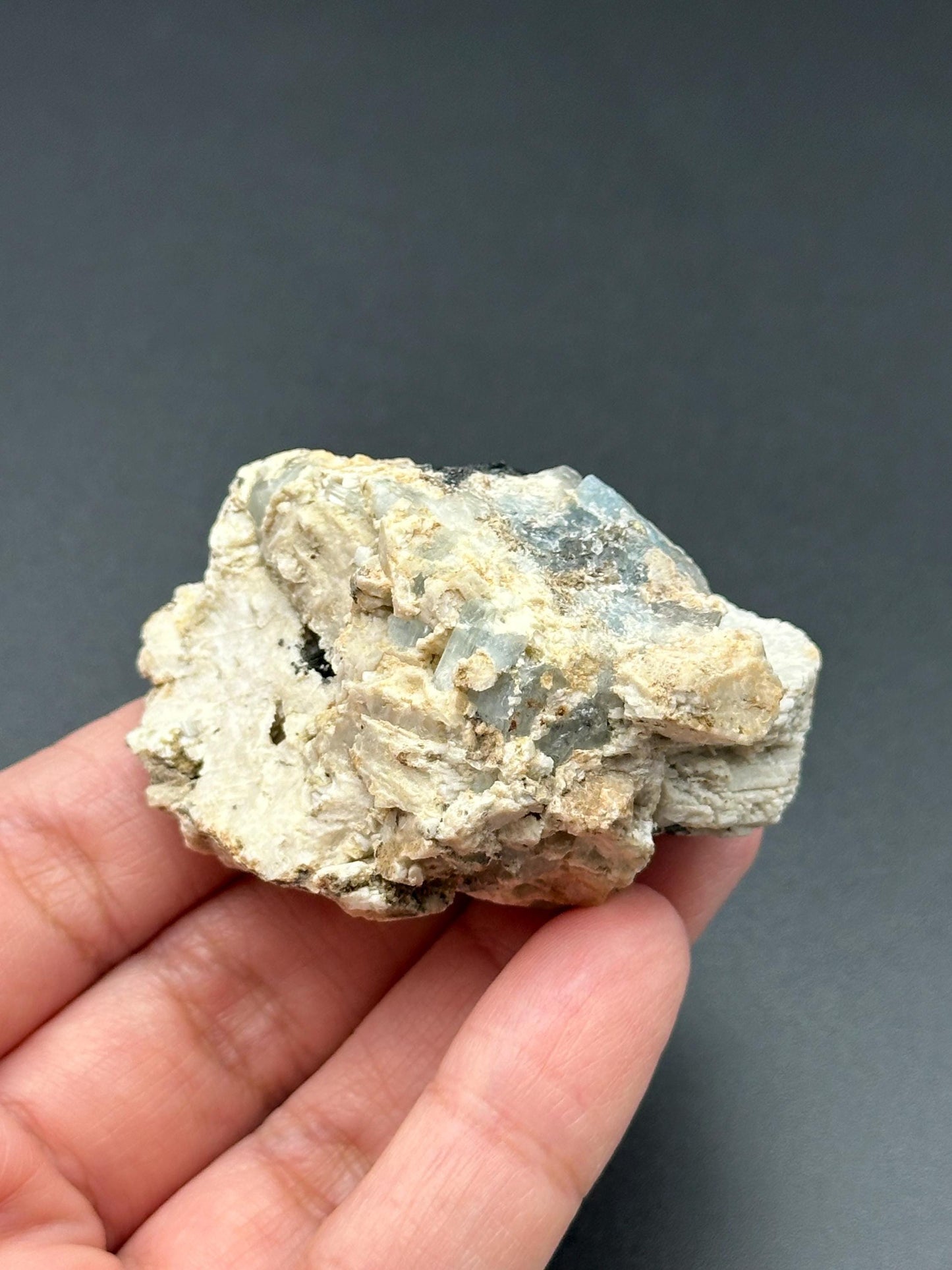 Aquamarine with Schorl and Feldspar from Namibia