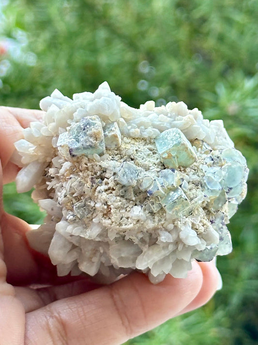 Fluorite with Quartz on Feldspar Matrix