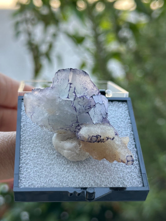 QR Code Fluorite with Quartz from the Quinlong Mine