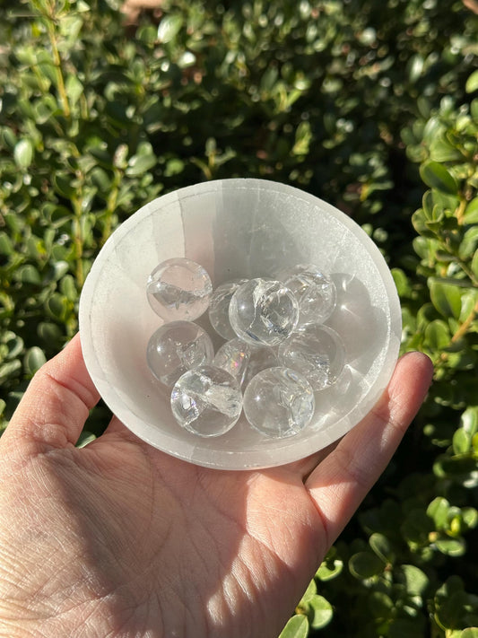 One (1) Clear Quartz Mini Sphere with Rainbows